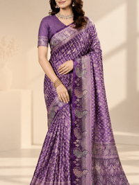 Plum Purple Saree with Peacock-Motif Pallu