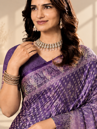 Plum Purple Saree with Peacock-Motif Pallu